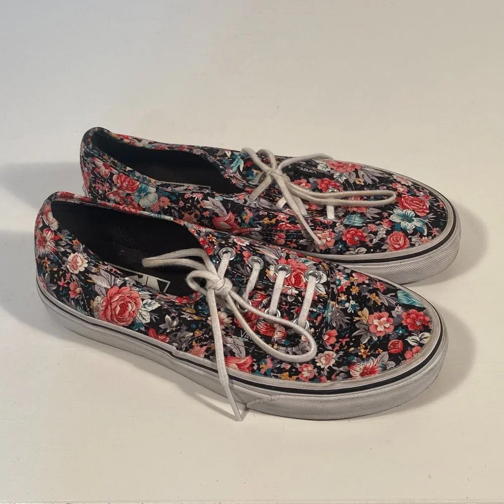 Vans Low Floral Print Canvas Sneakers Women Size 6.5